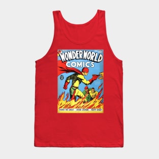 Flaming Ray Gun Superhero Comic Cover Tank Top